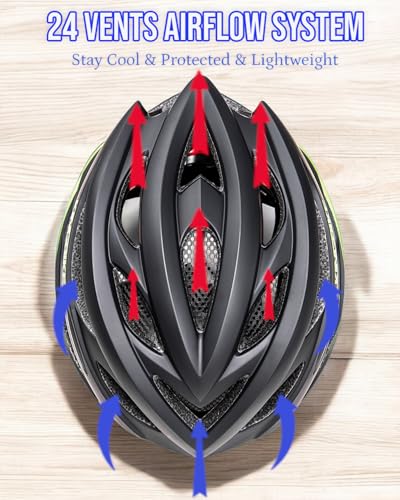 KINGBIKE Bike Helmet for Adult Men Women Youth Road Commute Mountain Cycling Helmets with USB Rechargeable Tail Light Replaceable Inner Pads and Visors Lightweight (BlackTitanium,M/L(20.4-22in)