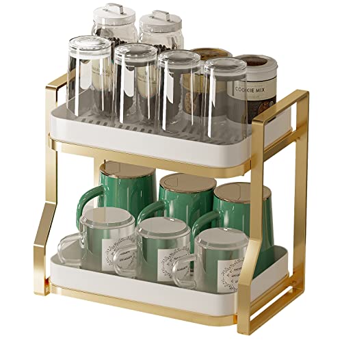 UMDONX Étagère de rangement pour tasses à 2 étages avec plateaux de service amovibles Cover