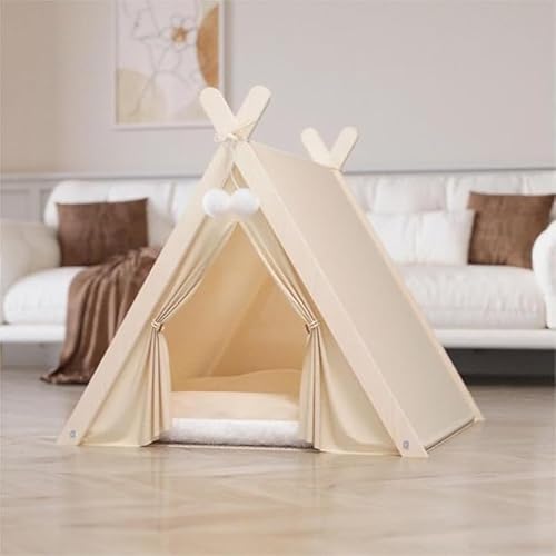 KryZaro 木製ペットハウス 緑・グレー選択可 ペットテント兼用 猫床・小型犬床 マット付き 水洗い可能 組立容易 可愛時尚 室内用