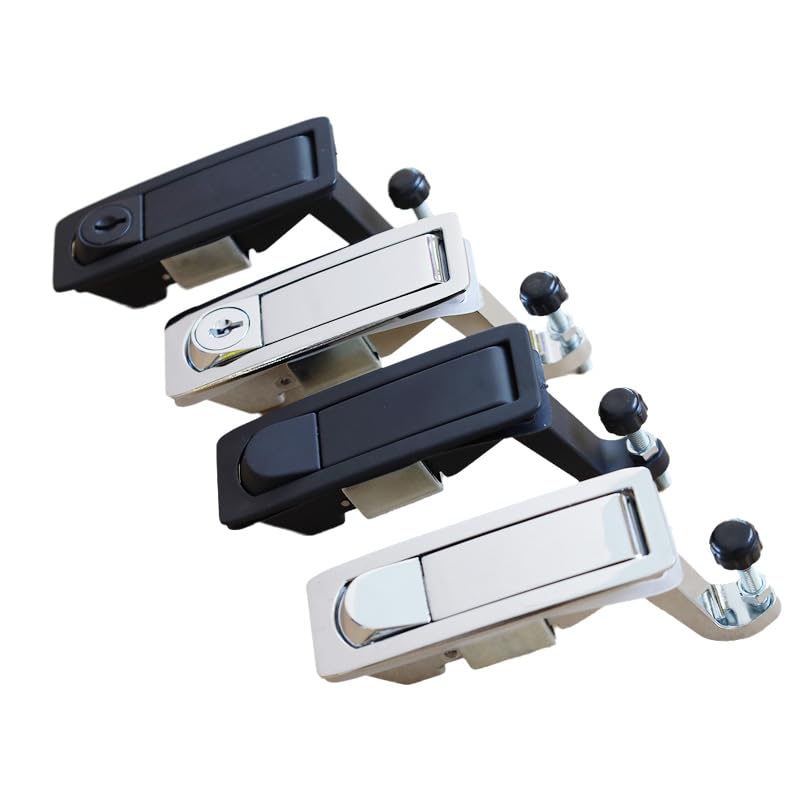 Image of 6PCS Compression Latch Lock Trigger Latch Lock Adjustable Lever Hand Operated Push Button Actuation Compression Latches Flush Mount (Black-with Keys)
