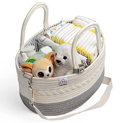 Lazy Cheeks Nappy Caddy Organiser - Diaper Caddy with Strong Straps for Easy Carry, Portable Baby Bag Organiser with Detachable Dividers - Baby Essentials for Newborn - Best Baby Shower Gifts for Mums