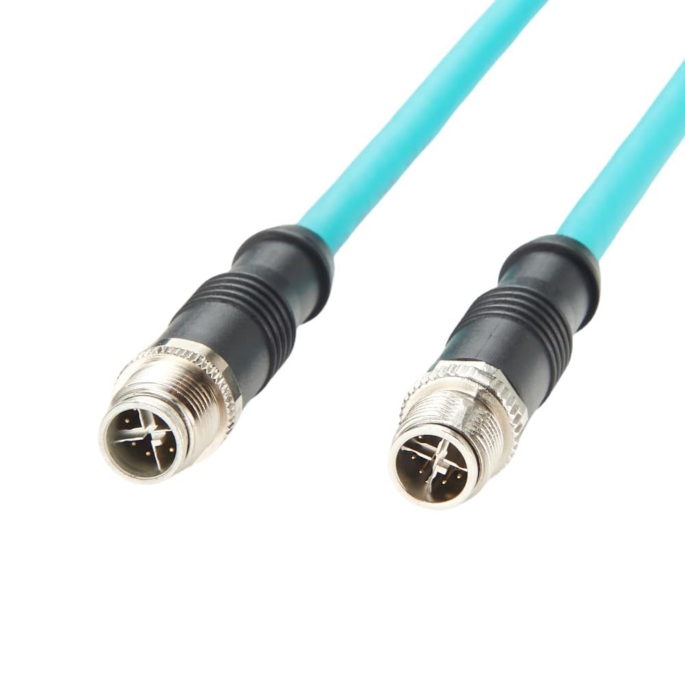 M12 8 Pin X Coded Male to Male Cable High Flex Waterproof Cat6A Industrial Ethernet Cable GigE Vision Shielded Cord Compatible Cognex Industrial Camera Sensor PLC (3.5M/11.5FT)