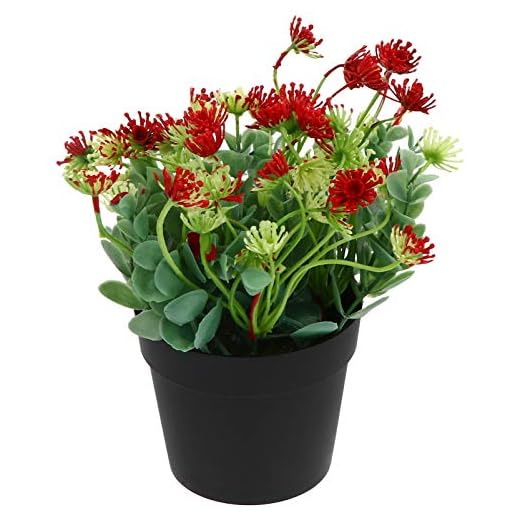 YARNOW Mini konstgjorda krukväxter falska Eukalyptusväxter buxbom grönska i krukor Bonsai små krukväxter dekoration för heminredning kontor skrivbord duschrum dekor röd