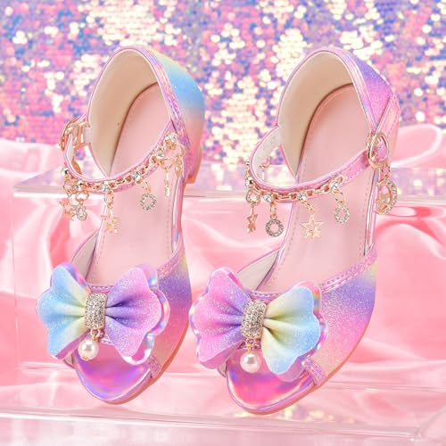Image of Little Girls Princess Wedding Sandals Children's Crystal High Heels Dress Shoes Performance Evening Party Flower Girl Formal Dress Shoes Toddler Big Kid Toddler