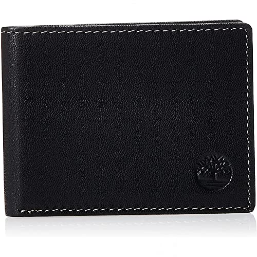 Timberland Men's Genuine Leather Slim Bifold Wallet Black
