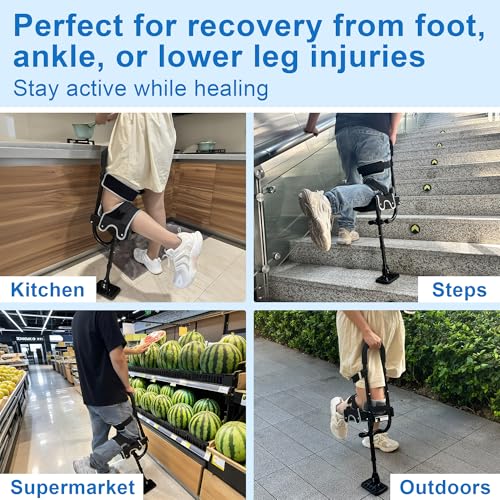 Knee Crutch with Comfortable Peg Leg Alternative for Foot & Leg Injuries Adjustable Safety Kneepad Support for Left/Right Leg, Non-Slip Design for Ankle Surgery Recovery & Mobility Aid