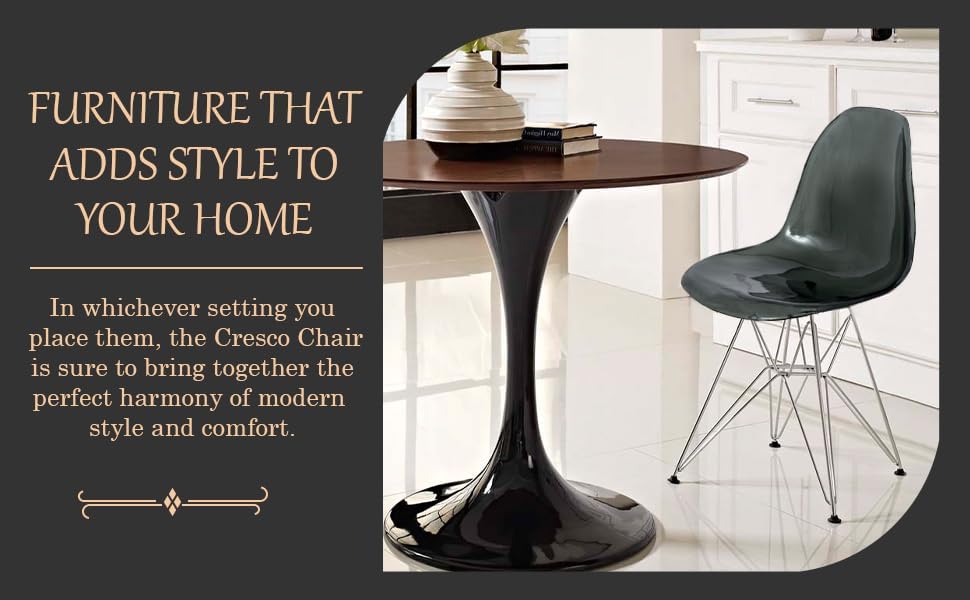 Miniatura 7 de LeisureMod Cresco - Comedor acrílico, base Eiffel cromada moderna y diseño de respaldo curvo, silla auxiliar ergonómica y ligera para el hogar,