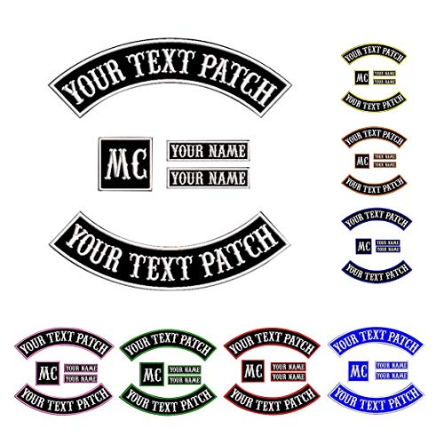 Custom Patch Vest Biker Motorcycle Rocker Name Patches (White on Black)