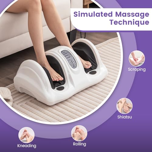Image of Giantex Shiatsu Foot Massager Machine for Feet, Leg Calf Ankle, Relieve Pain, Spa Gift Deep Kneading Rolling Massage, Electric Shiatsu Feet Massager w /Remote, 4 Modes, White