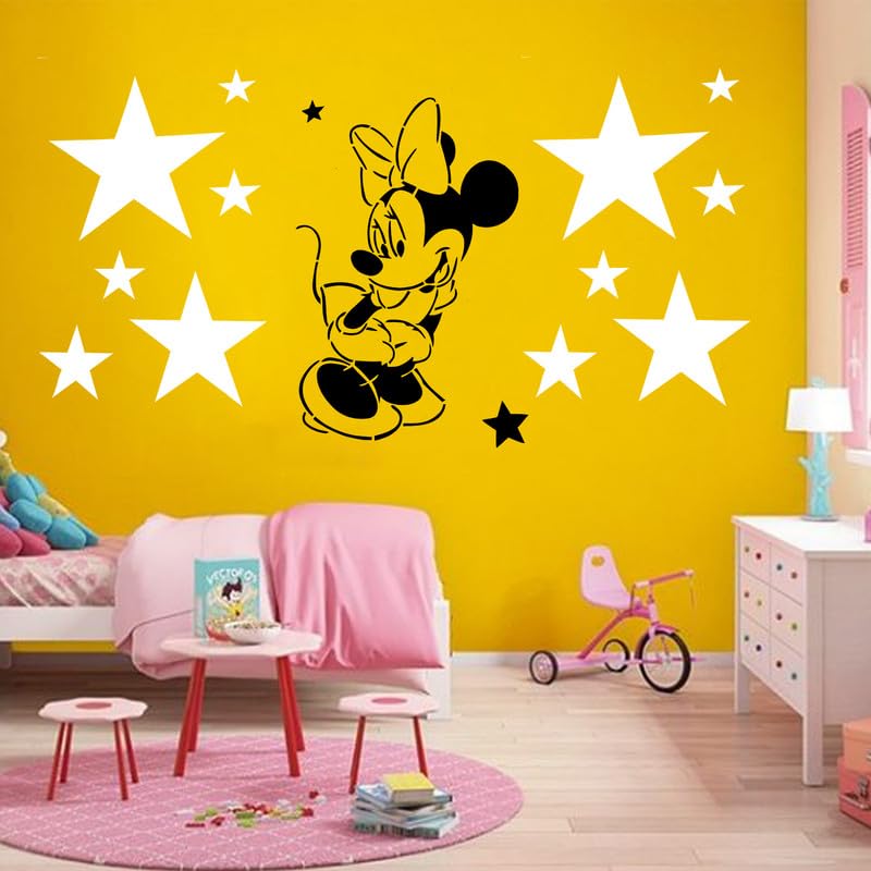 ARandNJ Combo Stencils for Wall Painting (Size:- 16X24 Inch) Magical World Theme- Shinning Stars & Cartoon Theme- Minnie Mouse Print DIY Design Ideal for Bedroom, Play School & Kids Room (Pack of 2) (B0CLXD4PFR) Amazon Price History, Amazon Price Tracker