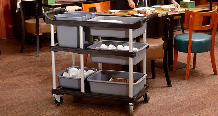 GX-032E Carrello di scolo e di demolizione, carrello da cucina, carrello a 3 livelli con freni, 104 x 46 x 91 cm