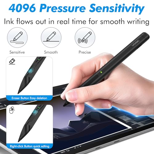 Image of Uogic Slim Pen 2 for Surface, with 4096 Pressure, Erase & Right-Click, Palm Rejection for Surface Pro (4th /5th /6th /7th /7+ /8th /9th /10th Gen), Surface Duo (1st /2nd Gen), Surface Book (1st /2nd /3rd Gen)