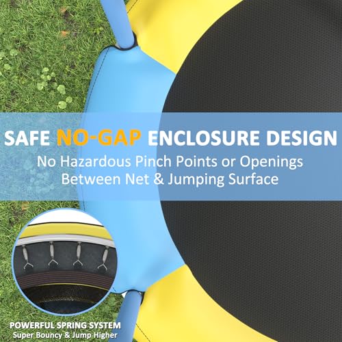 60" Toddler Trampoline for Age 2-4, 10ft Mini Kids Trampoline Indoor with Basketball Ball Adjustable Gymnastics Bar & Toys Swing Enclosure Net for Backyard ASTM Approved - image 4