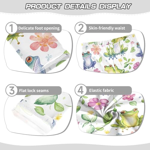 Wusikd Cute Watercolor Frogs Girls' Leggings Toddler Doodles Flowers Kids Yoga Pants Dance Active Tights 4T3