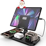 Caricatore Wireless per Apple, Stazione di Ricarica Wireless 4 in 1 per iPhone 16/15/14/13/iphone 12 pro max/12 pro, Stazione di Ricarica per Apple Watch 10/9/8/7/6/SE/5, Caricatore per AirPods 4