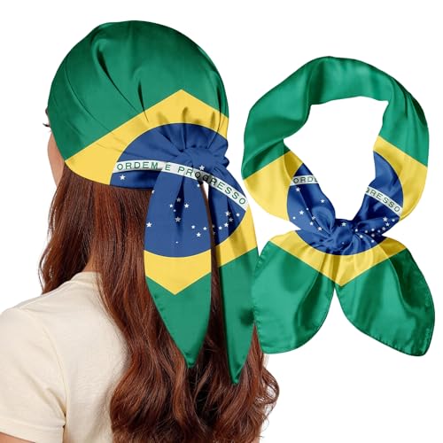 EIysee National Flag Head Scarf for Men and Women-27.5 Inch Like Silk Hair Fashion Scarf Neck and Face Scarf Head Wrap (Brazil)