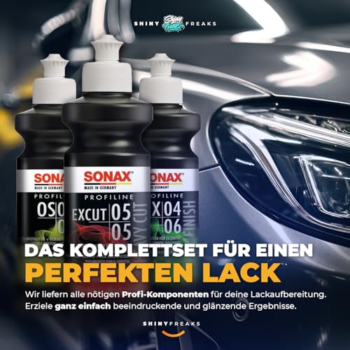 Politur Set: Sonax ExCut 05-05 + Ex 04-06 + OS 02-06 (je 250ml) + Sonax Ceramic Spray Versiegelung -...