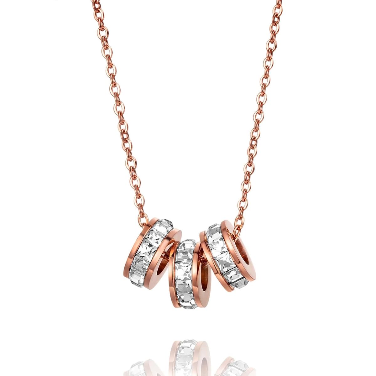 jewels galaxy Rose Gold Plated Stainless Steel CZ Cylindrical Pendant with 3 Loops (CT-PS-48077)-picture-31