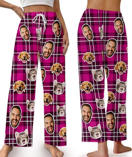 Custom Face Pajama Pants for Men Women, Personalized Plaid Pajama Bottoms, Customized Funny PJ Sleepwear Gifts for Him Her4