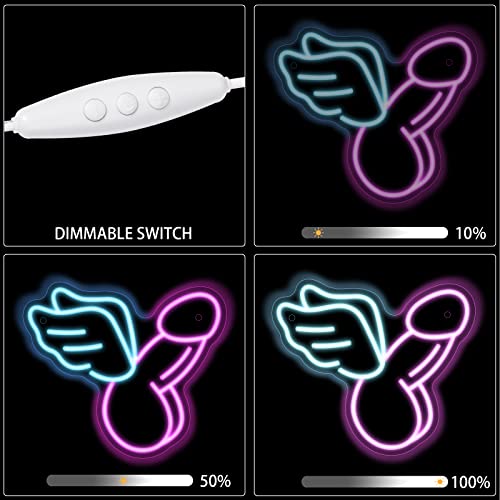 Image of Angel Winged Radish Neon Sign for Wall Decor Radish with Angel Wings Led Neon Light for Quirky Room Man Cave Bar Store Home Party Art Decor Gifts, Dimmable & USB Powered, 12.6 inch x 11 inch