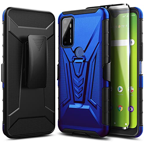 Nznd Case For At&T Radiant Max 5G, Cricket Dream 5G/Cricket Innovate 5G With Tempered Glass Screen Protector (Maximum Coverage), Belt Clip Holster Kickstand, Heavy Duty Protective Case (Blue) #TOP10