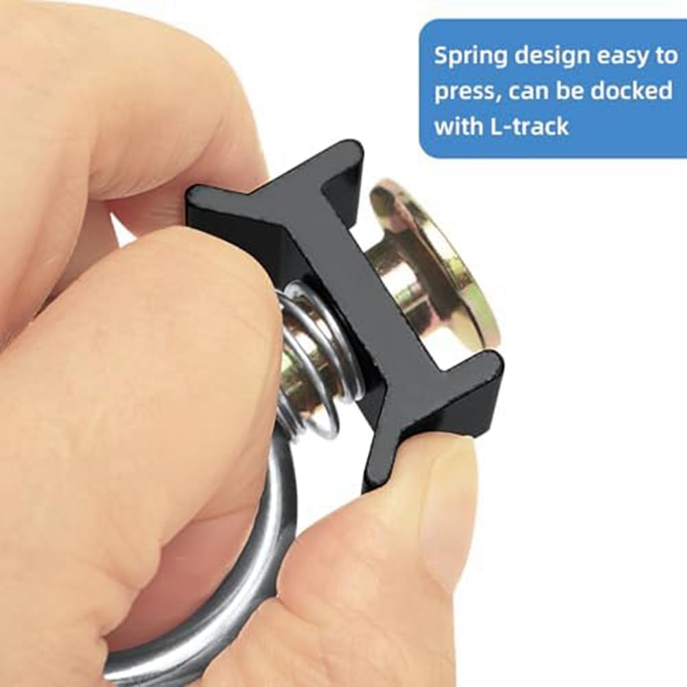 Elantoexis Single Stud Fitting Tie Down Anchor Track Clips L Track 4,000LB Capacity with Stainless Steel Round Ring Aluminum Keeper - Image 3
