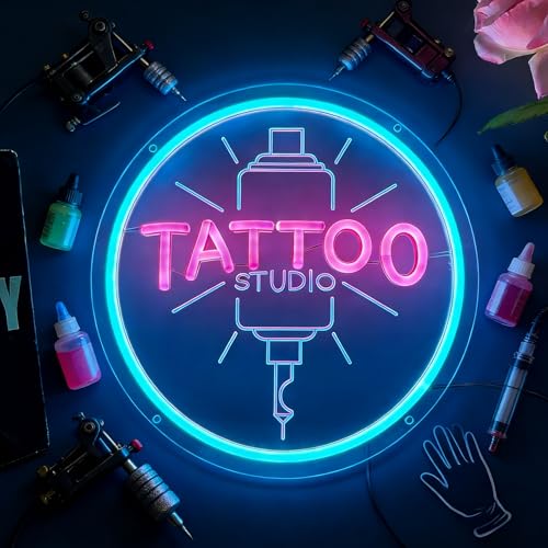 Image of TATTOO Studio Neon Sign LED Tattoo Wall Decor USB Powered Adjustable Brightness Dimmable Neon Light for Business Stores Birthday Christmas Gifts