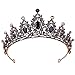 Produktbild Barock-Krone, Vintage, rund, Retro, Gothic, Strass, schwarze Königin Krone für Hochzeit, Festival, Party, Haarschmuck für Frauen und Erwachsene