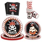 CHRI Piraten Deko Kindergeburtstag Set für 16 Gäste, 80PCS Piraten...