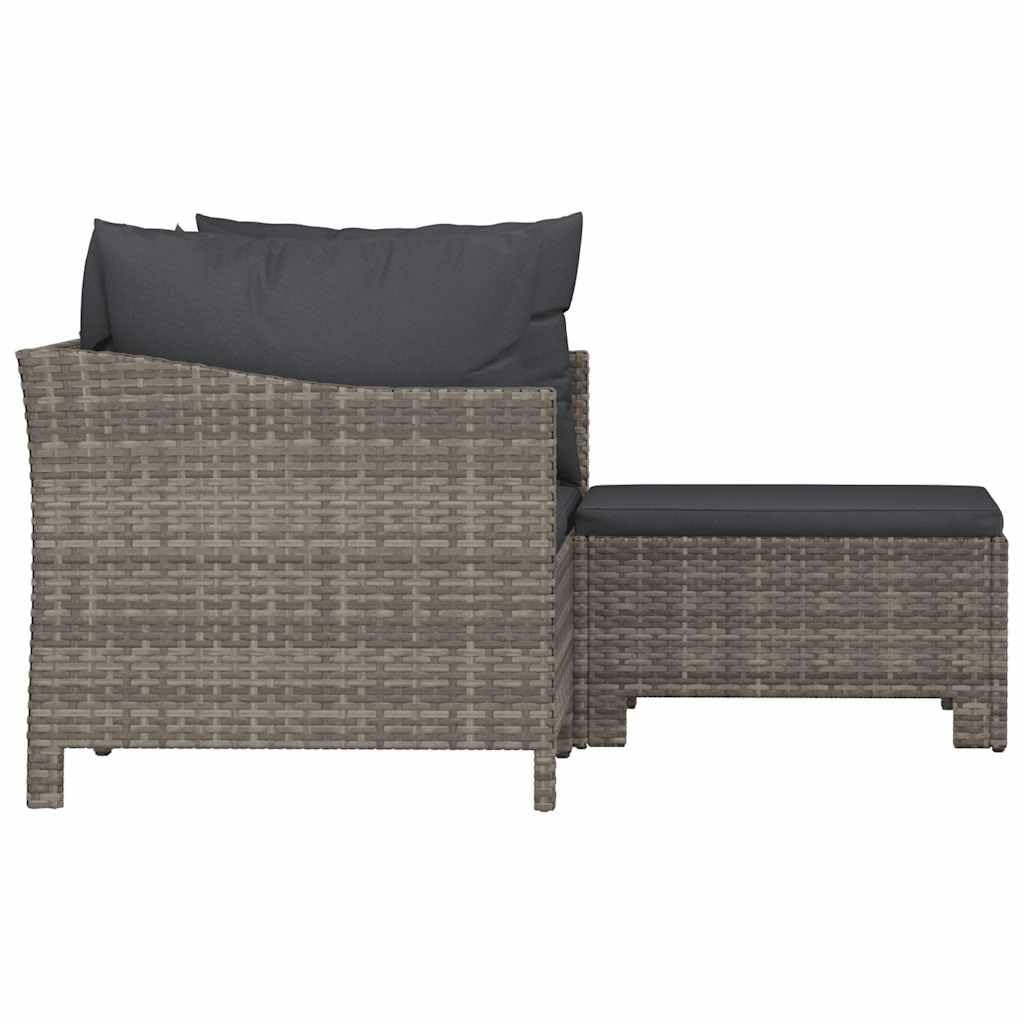 vidaXL Repose-Pieds de Jardin avec Coussin en polyrotin Gris