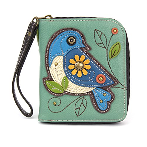 Chala Zip Around Wallet, Wristlet, 8 Credit Card Slots, Sturdy Pu Leather, Bluebird - Teal #TOP14