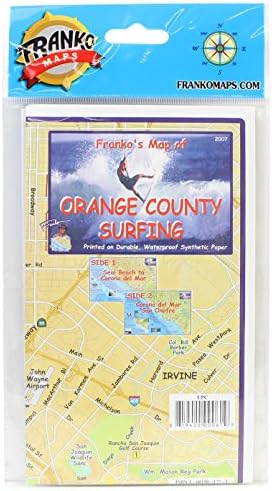 Franko Maps Orange County Surfing Map Waterproof Surfing Guide Orange County California Surf Map