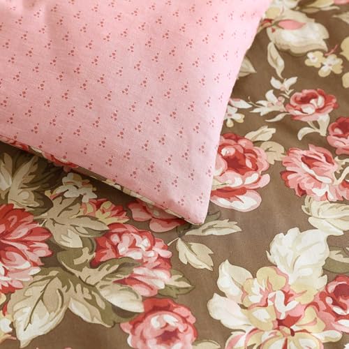 Image of Laura Ashley - Twin Comforter Set, Soft Cotton Bedding with Matching Shams, Floral Home Decor, Oeko-Tex Certified (Bloomsbury Brown, Twin)