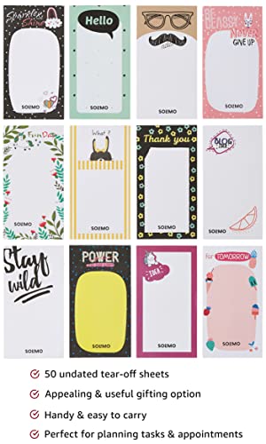 Image of Amazon Brand - Solimo To Do List Notepads - 12 pcs, 6.5 inch x 3.5 inch, 50 Easy Tear Off Sheets for Planning, Task, Appointments, Reminders Home, Office