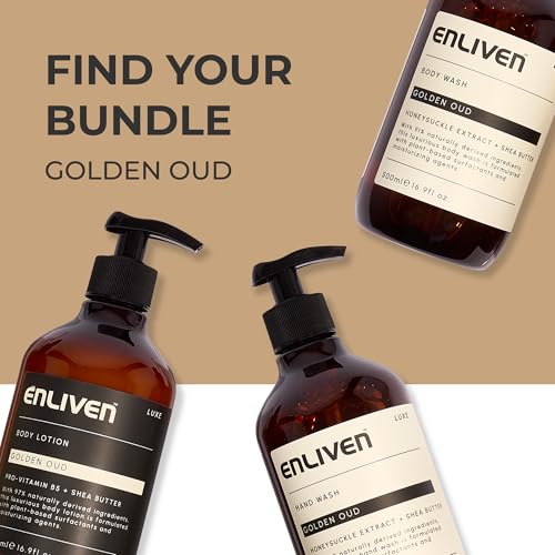 Enliven Luxe Golden Oud Handwash, Shower Gel & Body Lotion Bundle, 500mlx3 Toiletries Set, Luxury Hand Wash - Image 2