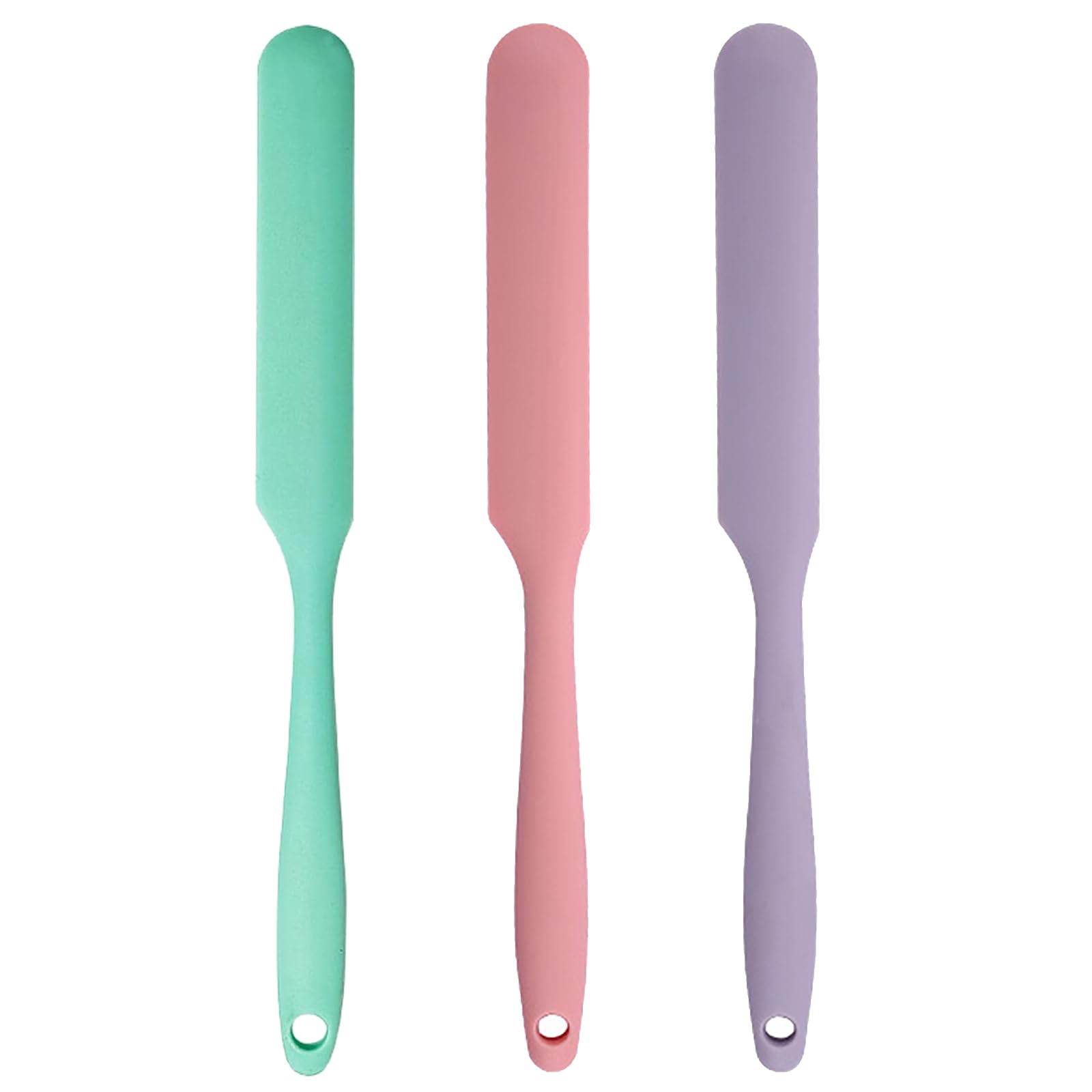 Photo 1 of 3Pcs Silicone Jar Spatula Long Handle Kitchen Spatulas for Mixing, Scraping, and Spreading,Ideal for Jars, Baking, Cake Icing, Cream, Butter, and Batter Kitchen Tool (Purple, Pink, Green)