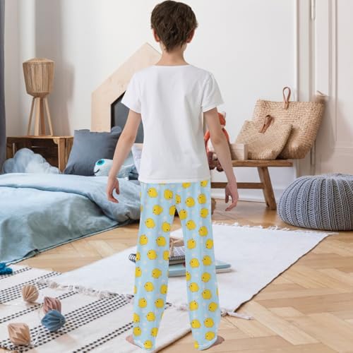 Boy's Pants Chicken Flower Light Blue Jogger Pants Elastic Waist Long Bottoms Trousers with Pockets 6-14 Years3