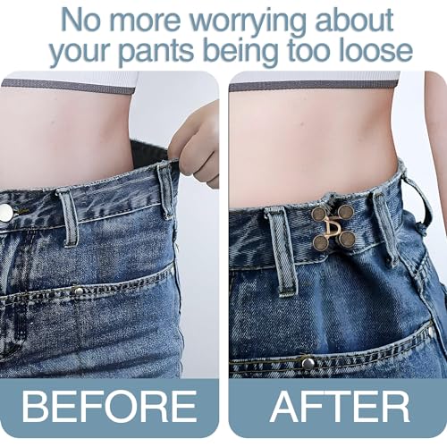 OOTDAY Pant Waist Tightener, Jean Adjuster Waist Tightener, Pant Tighteners for Waist Women, No Sew and No Tools, Reusable and Adjustable, for Pants Dress Jeans Skirts Sleeves(4 Set,Bronze)