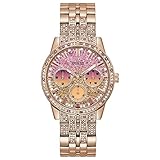 GUESS Ladies Sport Multifunction Duotone Crystal 40mm Watch – Pink Glitz Dial with Rose Gold-Tone Stainless Steel Case & Bracelet