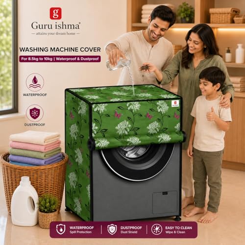Image of Front Load Fully Automatic Washing Machine Cover for 8.5kg to 10kg | Waterproof & Dustproof Polyester Cover with Zip Closure | Suitable with Samsung, IFB, LG, Bosch & More (67 x 67 x 87 cm)