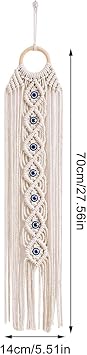 Boho Evil Eye Wall Hanging, Evil-Eye Dream Catcher with Crystal Stone and Tassel - Dream Catcher Macrame Wall-Hanging Boho Tapestry, Large Wall Decor