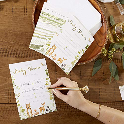 Kate Aspen Woodland Baby Shower Invitation & Thank Bundle (Set of 25) Party Invitation and Thank you Cards, One Size, Multi (28531NA) - Image 3