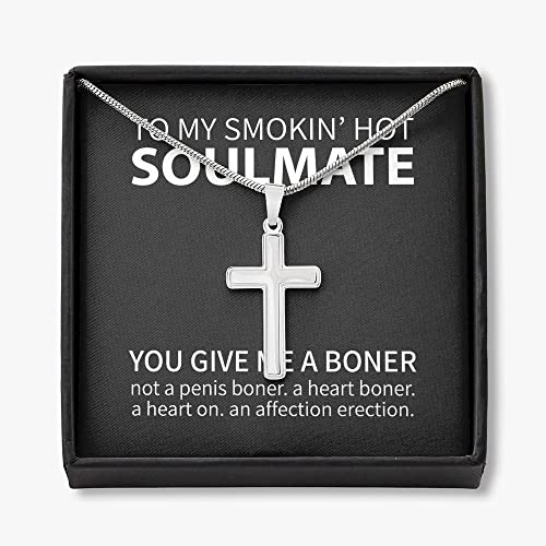 TO MY SMOKIN' HOT SOULMATE YOU GIVE ME A BONER silver chain, gold chain, gifts for him, gifts for her, special birthday gift, aesthetic jewelry SGG4173