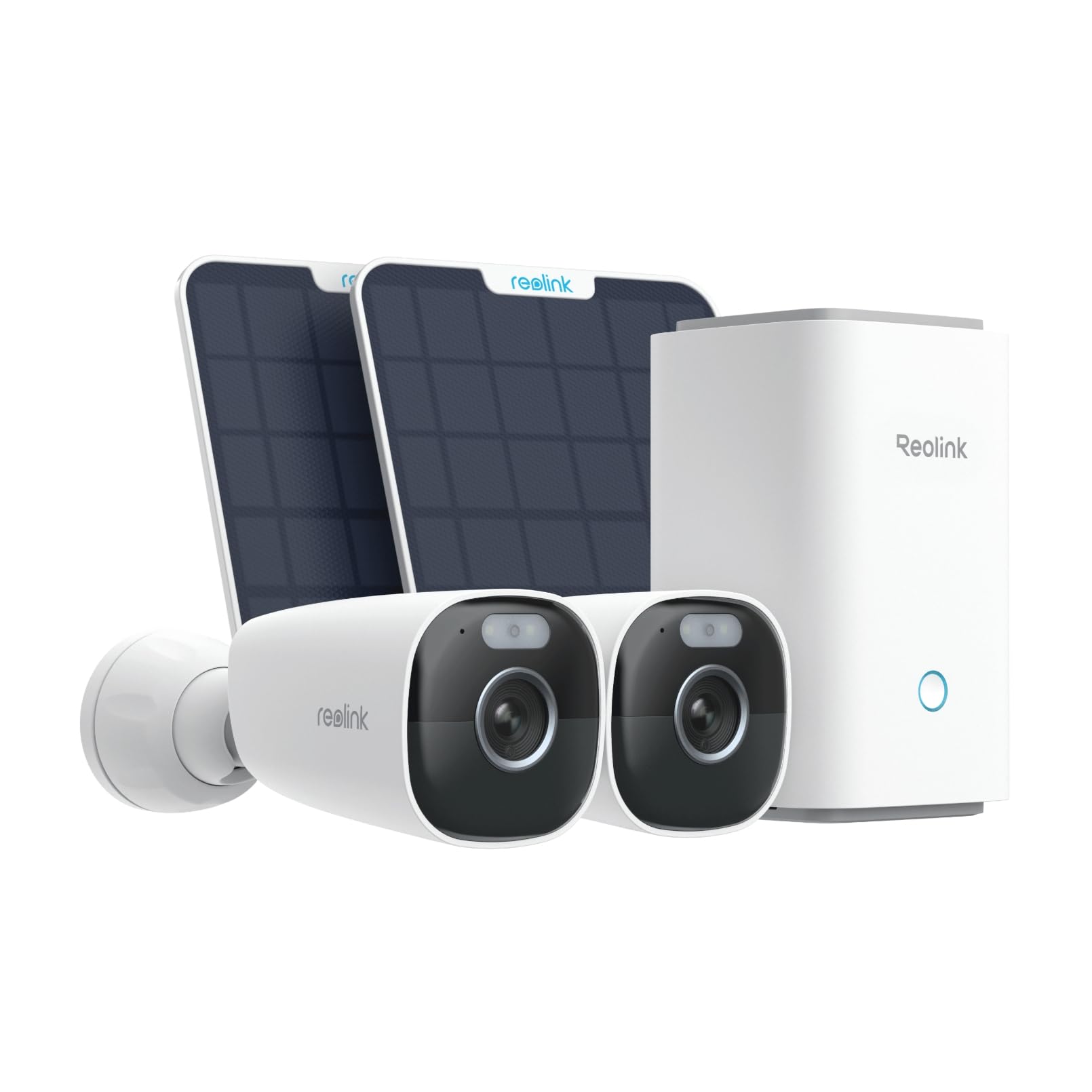 Reolink 5MP Überwachungskamera Aussen Set Outdoor Akku, Kabellose IP Kamera mit Home Hub, Farbnachtsicht, Keine monatliche gebühr, lokale Speicherung, Home Hub mit 2× Argus Eco Pro + Solarpanel
