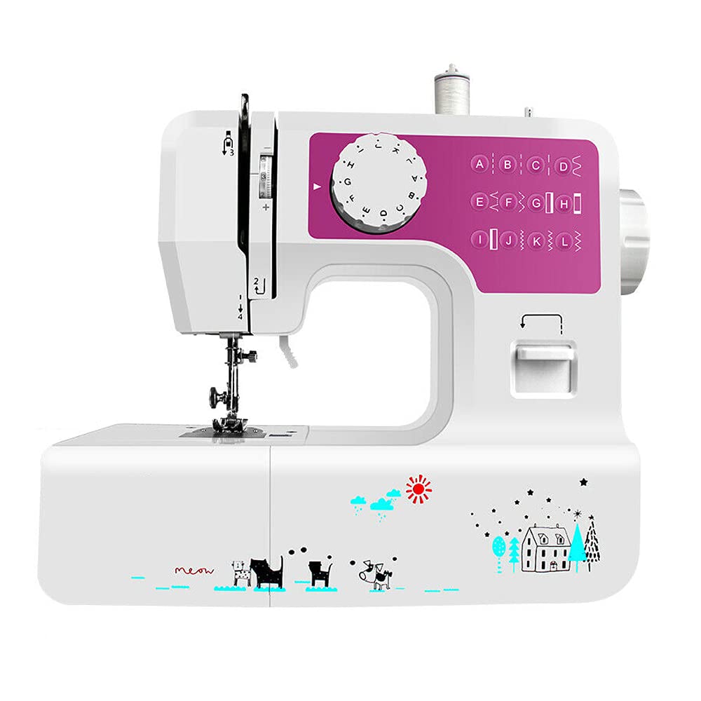 Maszyna do szycia LED Przenośna maszyna do szycia Mini Elektryczny domowy Crafting Mender Overlock 12 szwów z pedałem stóp
