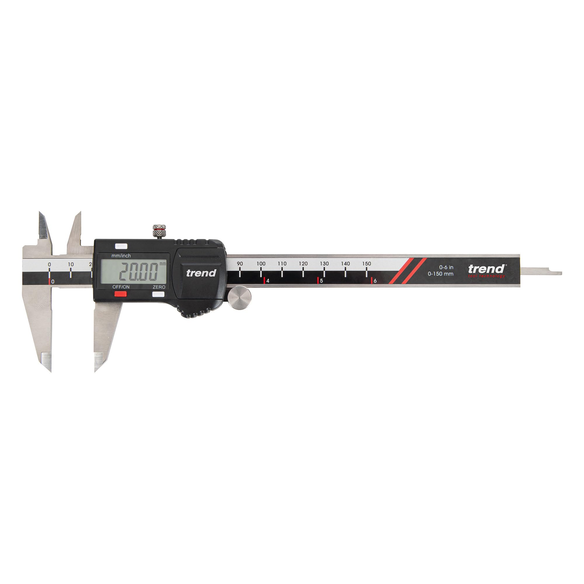 Trend Digital Caliper, 150mm Measuring Range, Stainless Steel with LCD Display, Metric and Imperial Units, Precision Internal, External, Depth and Step Measurement, DC/150