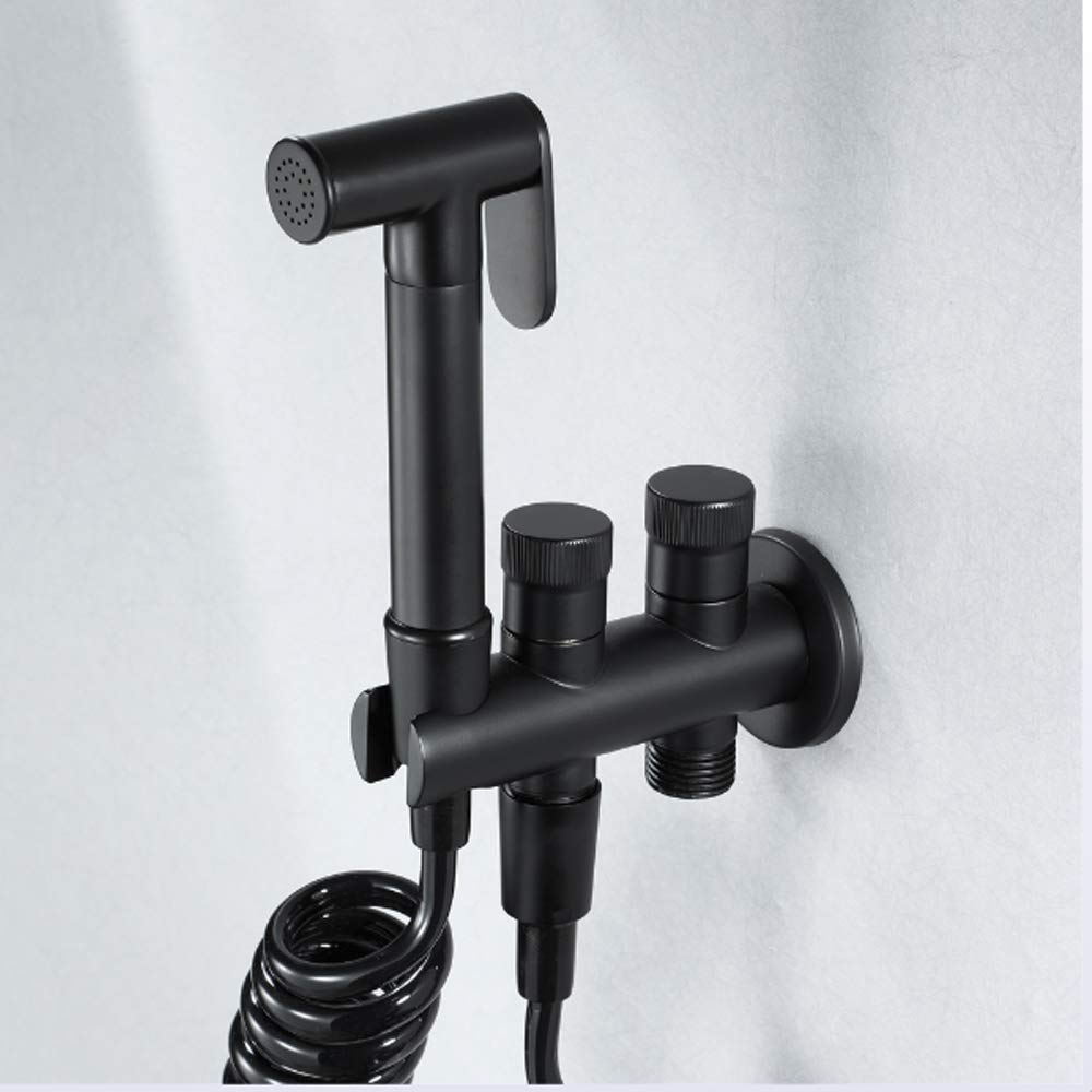 Kit de rociador de inodoro portátil Rociador de pañales de tela portátil de mano for inodoro Fácil de instalar Grifo de baño con control de presión ajustable Negro