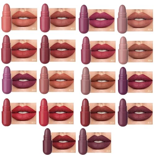 Pintalabios para Mujer - Retención Pigmento Vívida, 1.4g 18 Piezas Forma Píldora, Acabado Brillo Liso, Color Labios Impermeable | Kit Maquillaje para Viajeros & Invitados a Bodas