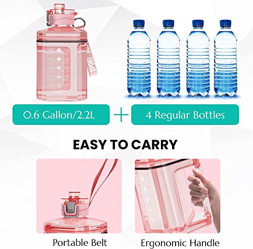 Image of 2.2L Water Bottle, 73oz Large Water Bottle, Half Gallon Sports Bottle,Leak-Proof Container, BPA Free, Water Bottles for Gym, Yoga, Travel, Cycling, Camping, Outdoor (Pink)