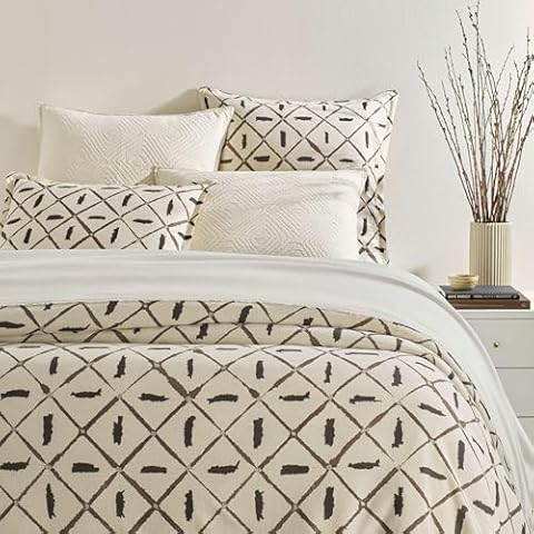 Pine Cone Hill Tatum Ivory Duvet Cover, King Size, Ivory Graphic Pattern Cover